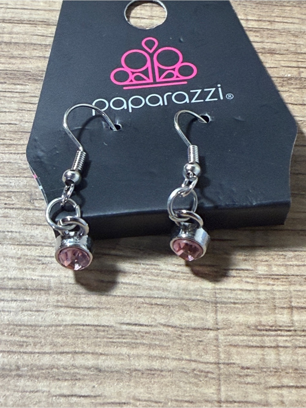 Paparazzi Silver-Tone Pink Crystal Drop Earrings